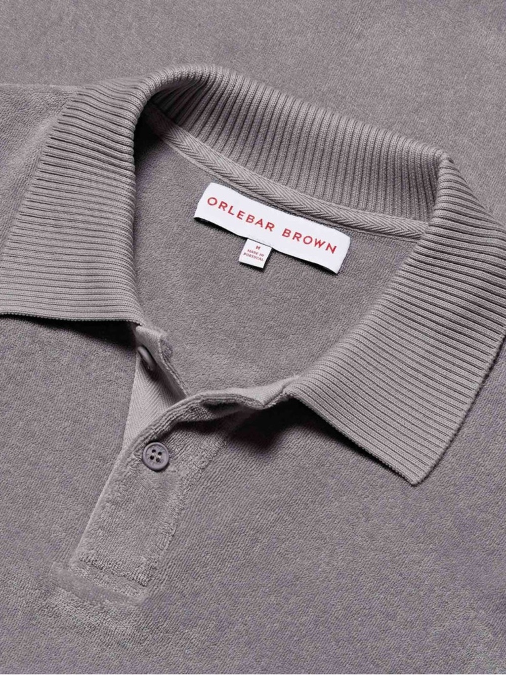 NWT Orlebar Brown Jarrett Towelling Polo Shirt – Alloy Grey